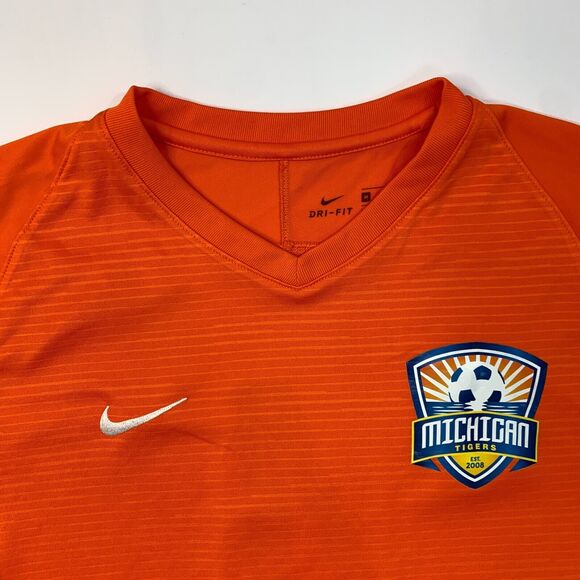 Nike Michigan Tigers Soccer Jersey Mens M Medium Orange Dri Fit Lightweight Tee - Picture 3 of 11